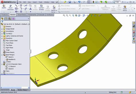 SolidWorks sheet metal round bend